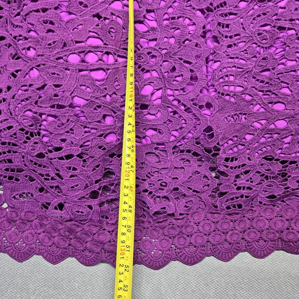 Dalia MacPhee Dress Womens 2X Pink Lace Maxi High Neck Flutter Sleeve Formal - Picture 12 of 16